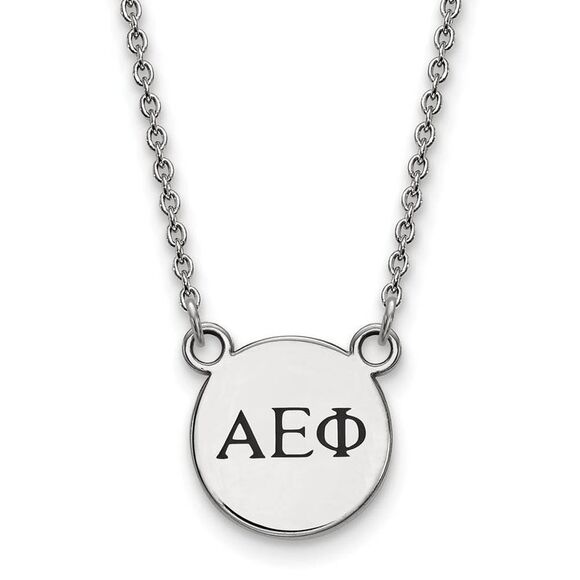 Sterling Silver Alpha Epsilon Phi XS (Tiny) Enamel Greek Necklace - Picture 1 of 4
